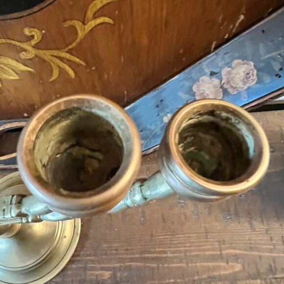 Vintage Solid Brass Menorah Candelabra 7-Branch Candle Holder Judaica 10 inch - Picture 9 of 11